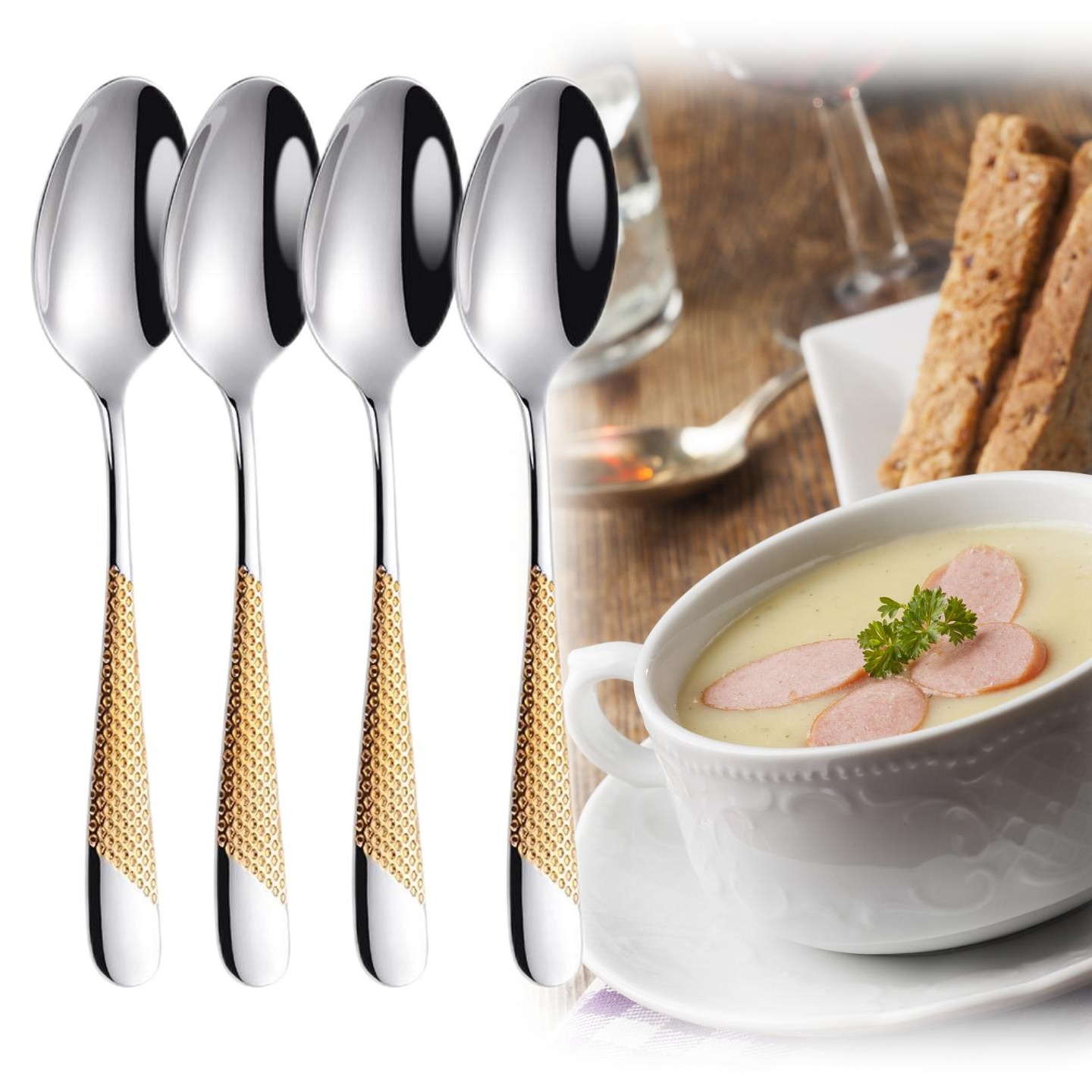 Kitchen Appliances Luxury - Set di cucchiai da pranzo placcati